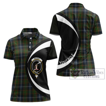 MacRae Hunting Tartan Women's Polo Shirt with Family Crest Circle Style