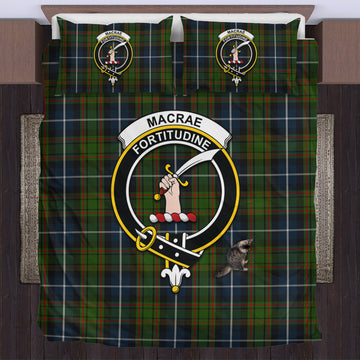MacRae Hunting Tartan Bedding Set with Family Crest