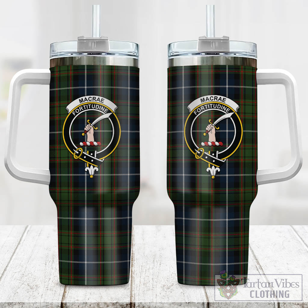 Tartan Vibes Clothing MacRae Hunting Tartan and Family Crest Tumbler with Handle