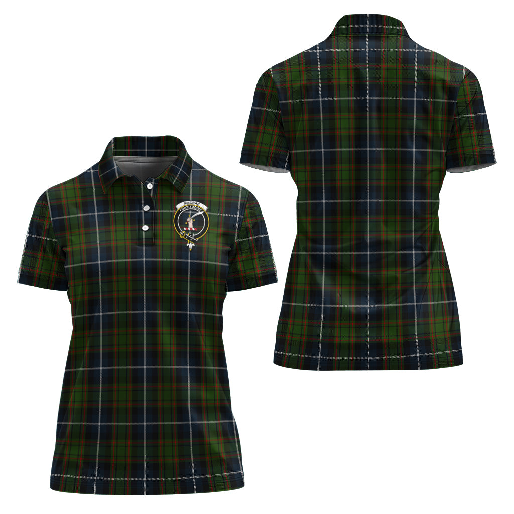 MacRae Hunting Tartan Polo Shirt with Family Crest For Women Women - Tartan Vibes Clothing