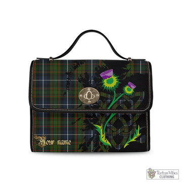 MacRae Hunting Tartan Waterproof Canvas Bag with Scotland Map and Thistle Celtic Accents