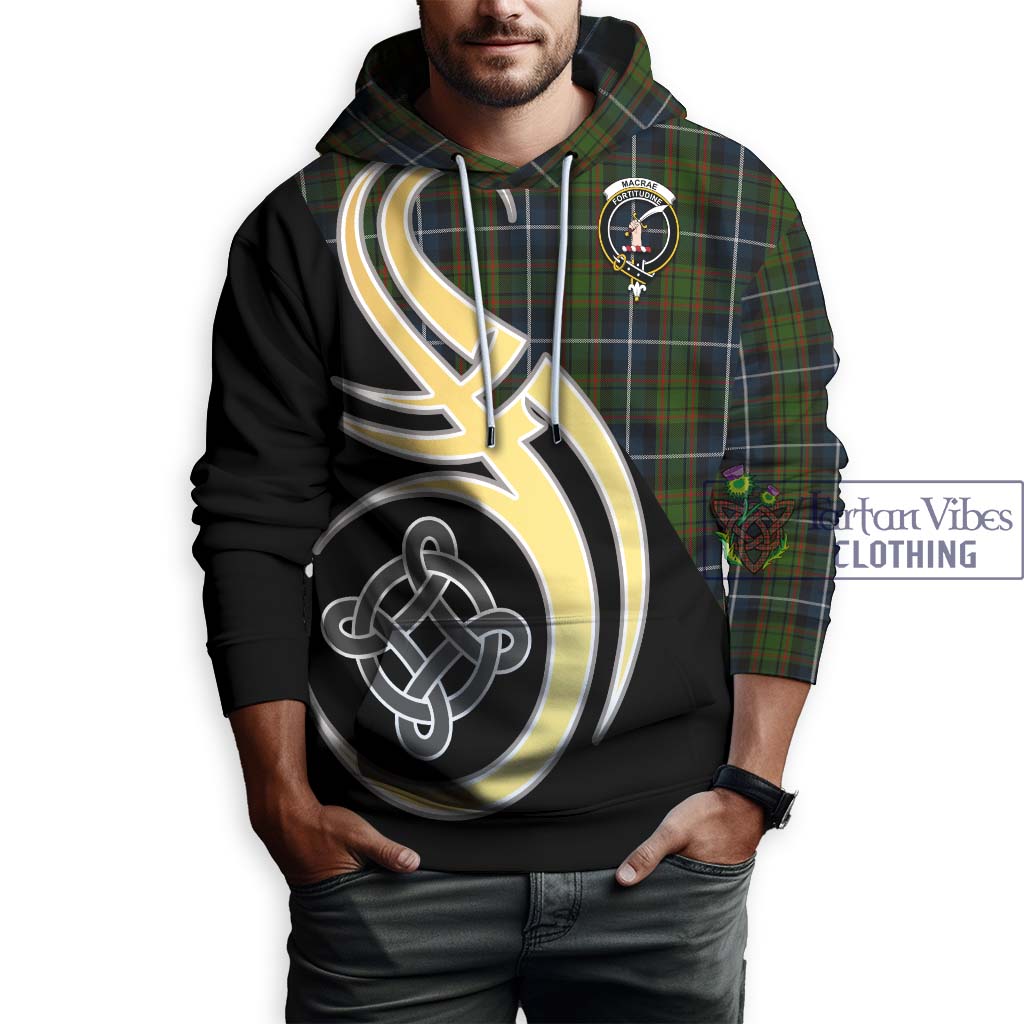 MacRae Hunting Tartan Hoodie with Family Crest and Celtic Symbol Style Zip Hoodie - Tartan Vibes Clothing