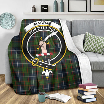 MacRae Hunting Tartan Blanket with Family Crest