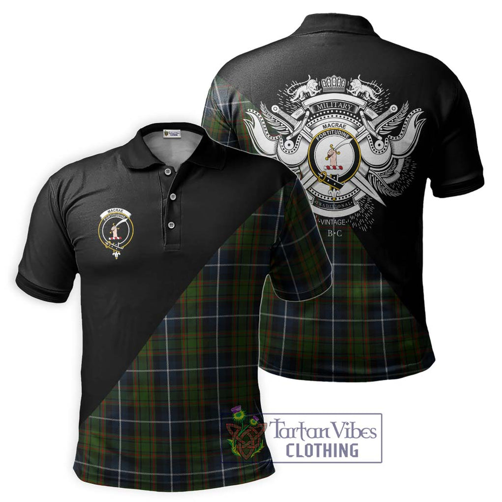 MacRae Hunting Tartan Polo Shirt with Family Crest and Military Logo Style Kid - Tartanvibesclothing Shop