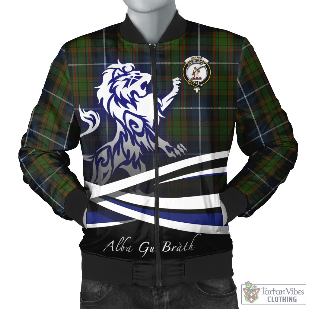 Tartan Vibes Clothing MacRae Hunting Tartan Bomber Jacket with Alba Gu Brath Regal Lion Emblem