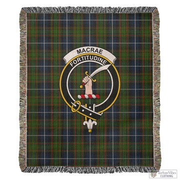 MacRae Hunting Tartan Woven Blanket with Family Crest