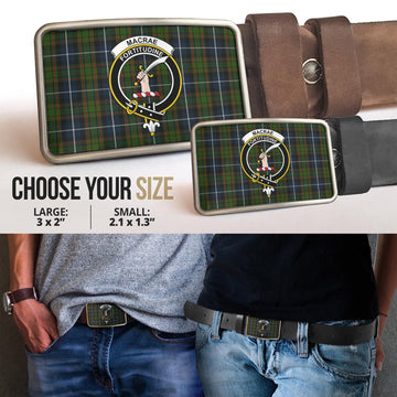 MacRae Hunting Tartan Belt Buckles with Family Crest