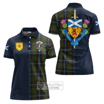 MacRae Hunting Tartan Women's Polo Shirt Alba with Scottish Lion Royal Arm Half Style