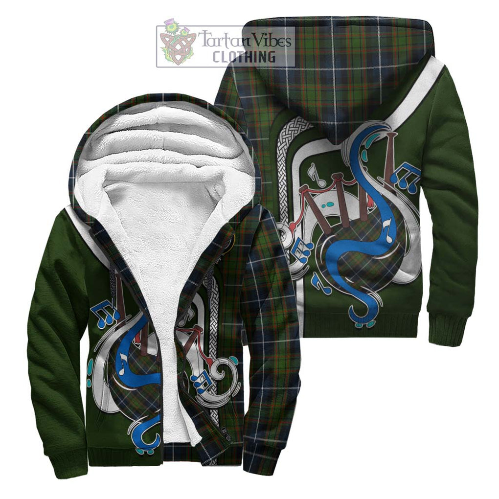 MacRae Hunting Tartan Sherpa Hoodie with Epic Bagpipe Style Unisex S - Tartanvibesclothing Shop