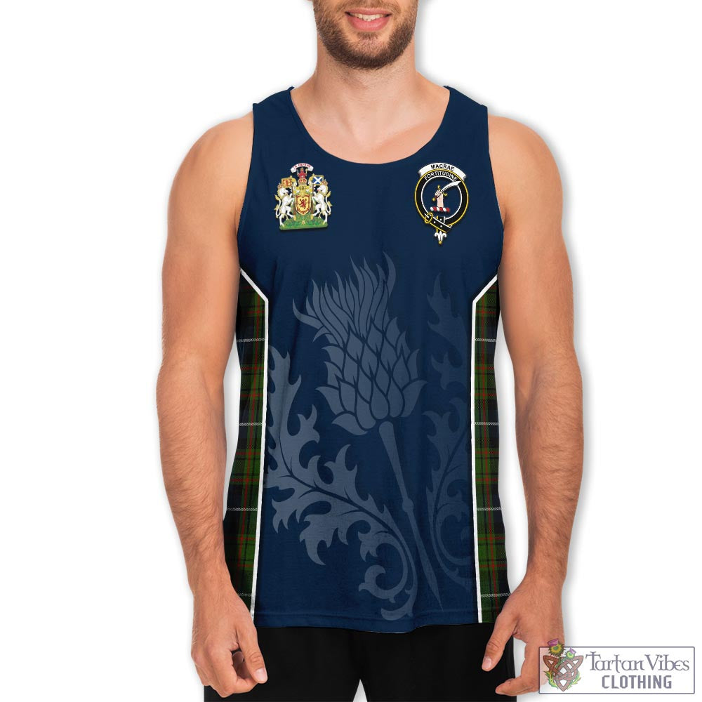 Tartan Vibes Clothing MacRae Hunting Tartan Men's Tanks Top with Family Crest and Scottish Thistle Vibes Sport Style