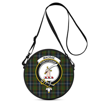 MacRae Hunting Tartan Round Satchel Bags with Family Crest