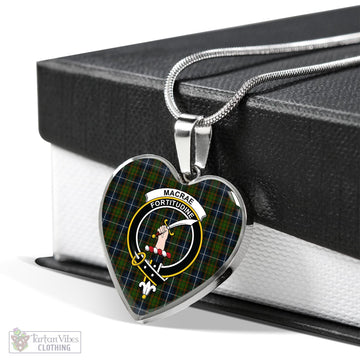 MacRae Hunting Tartan Heart Necklace with Family Crest