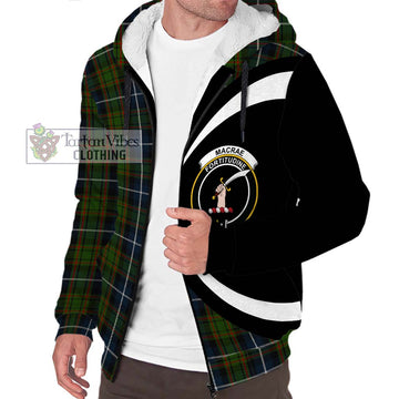 MacRae Hunting Tartan Sherpa Hoodie with Family Crest Circle Style