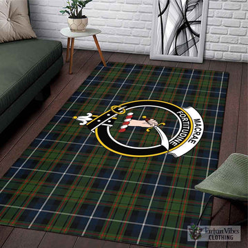 MacRae Hunting Tartan Area Rug with Family Crest