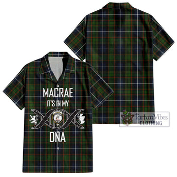 MacRae Hunting Tartan Short Sleeve Button Shirt with Family Crest DNA In Me Style