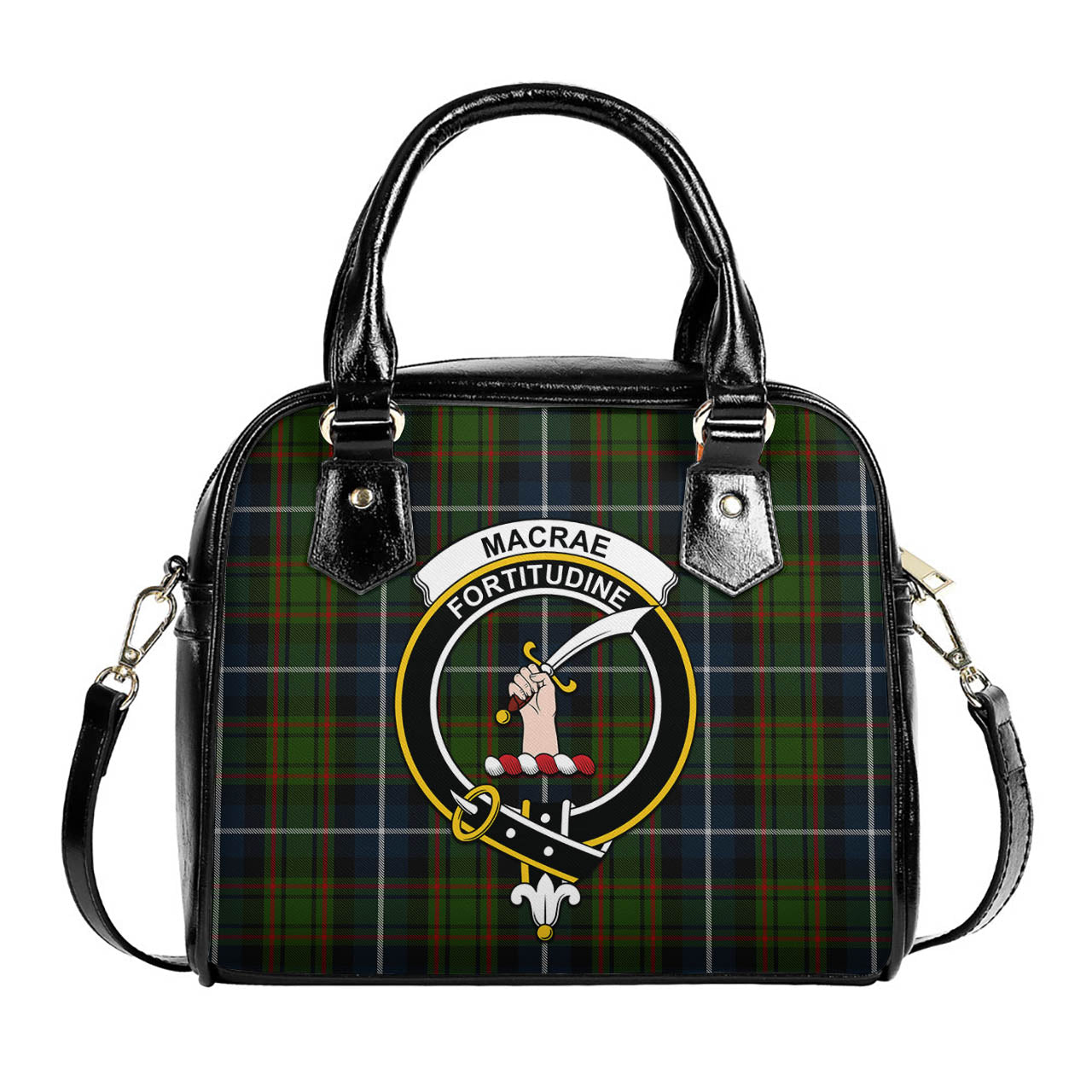 MacRae Hunting Tartan Shoulder Handbags with Family Crest One Size 6*25*22 cm - Tartanvibesclothing