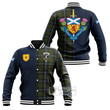 MacRae Hunting Tartan Baseball Jacket Alba with Scottish Lion Royal Arm Half Style