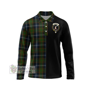 MacRae Hunting Tartan Long Sleeve Polo Shirt with Family Crest and Half Of Me Style