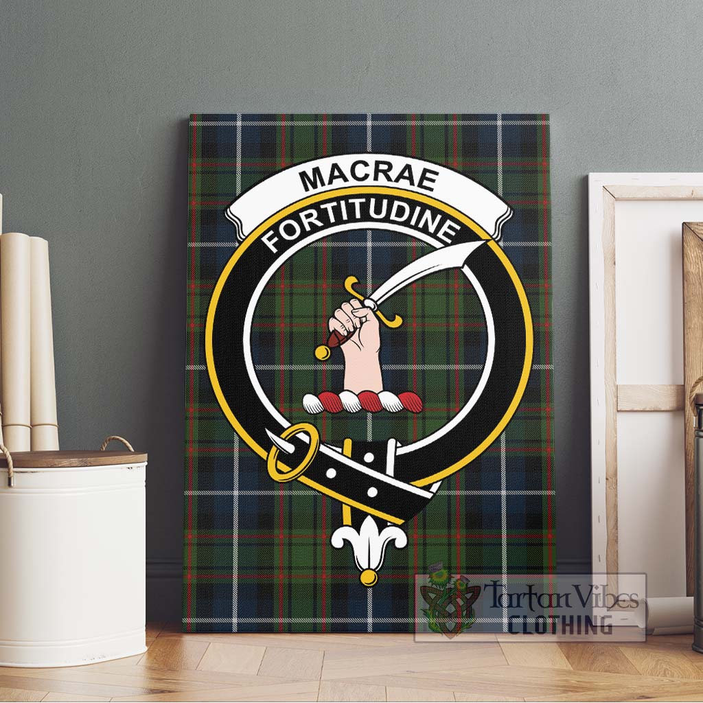 Tartan Vibes Clothing MacRae Hunting Tartan Canvas Print Wall Art with Family Crest