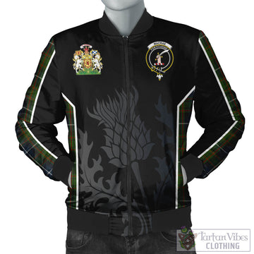 MacRae Hunting Tartan Bomber Jacket with Family Crest and Scottish Thistle Vibes Sport Style