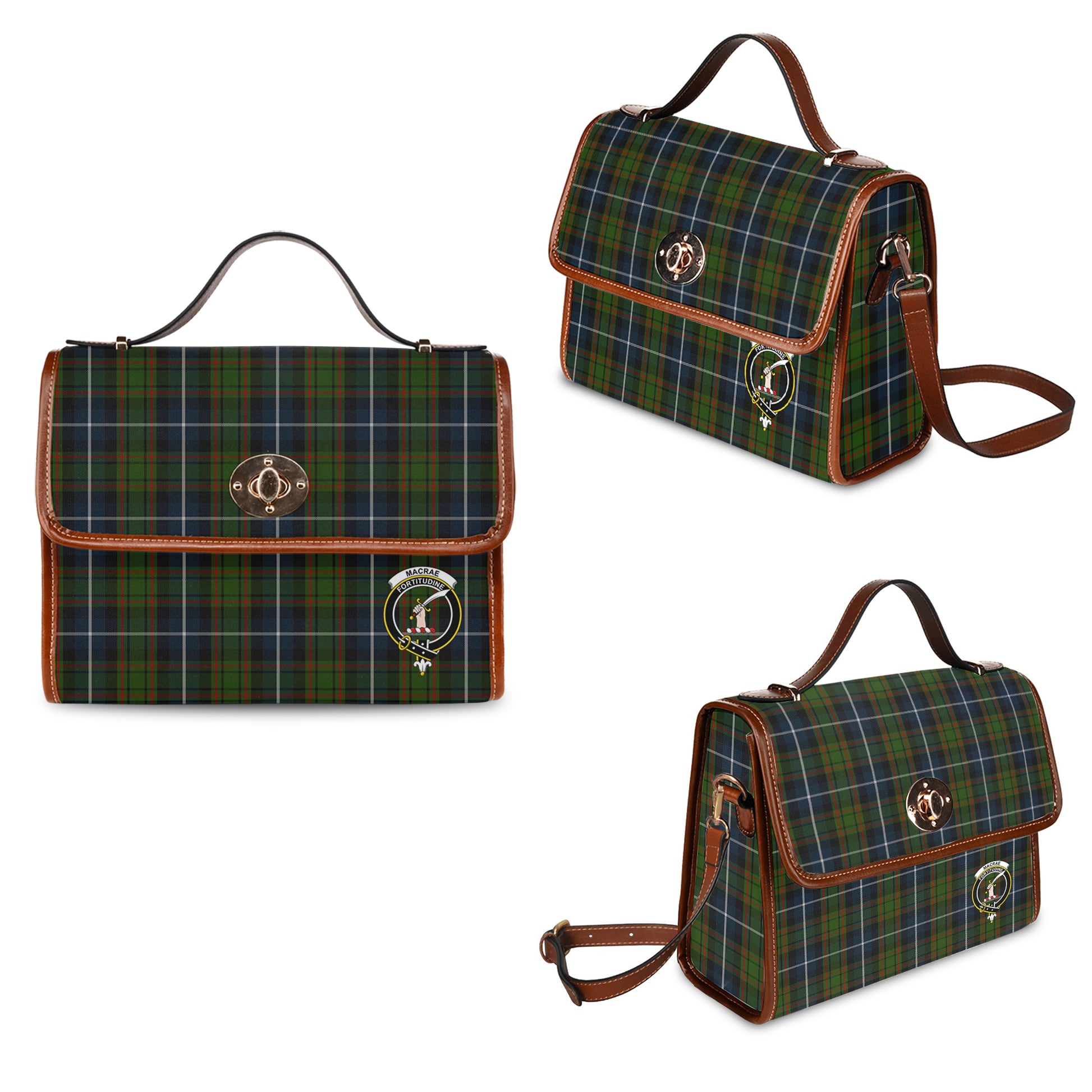 macrae-hunting-tartan-leather-strap-waterproof-canvas-bag-with-family-crest