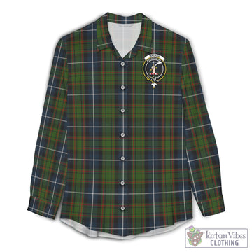 MacRae Hunting Tartan Womens Casual Shirt with Family Crest