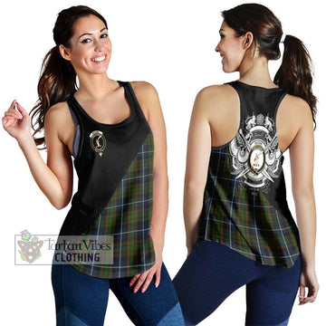 MacRae Hunting Tartan Women's Racerback Tanks with Family Crest and Military Logo Style