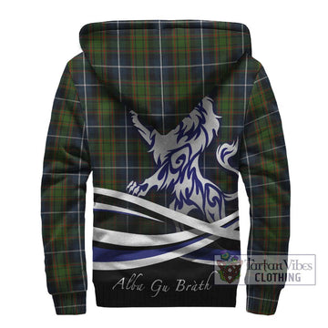 MacRae Hunting Tartan Sherpa Hoodie with Alba Gu Brath Regal Lion Emblem