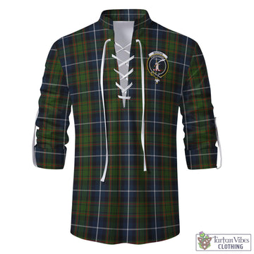 MacRae Hunting Tartan Men's Scottish Traditional Jacobite Ghillie Kilt Shirt with Family Crest