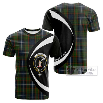 MacRae Hunting Tartan Cotton T-shirt with Family Crest Circle Style