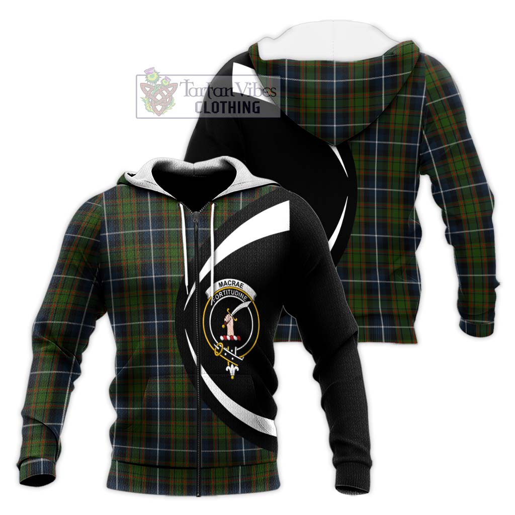 MacRae Hunting Tartan Knitted Hoodie with Family Crest Circle Style Unisex Knitted Zip Hoodie - Tartan Vibes Clothing