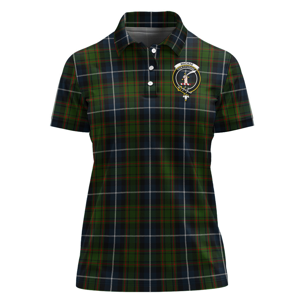 MacRae Hunting Tartan Polo Shirt with Family Crest For Women - Tartan Vibes Clothing