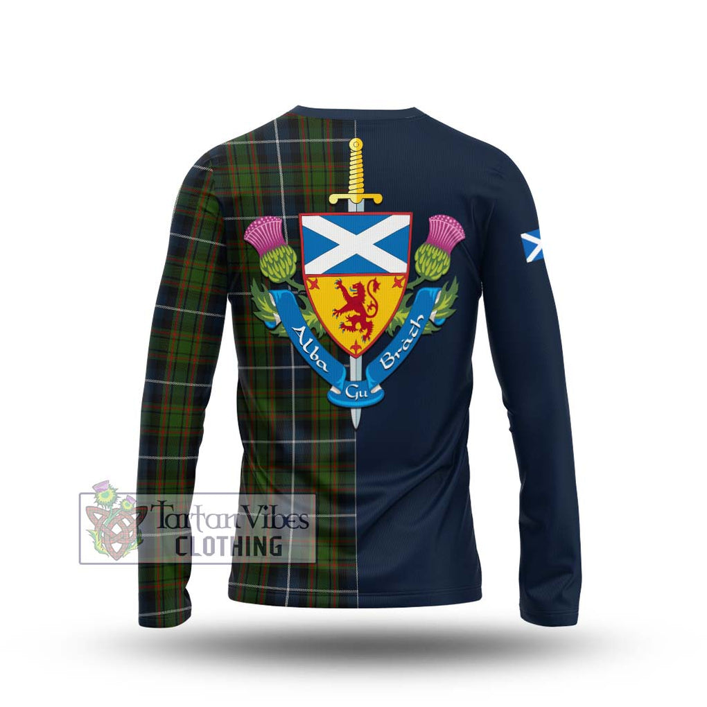 Tartan Vibes Clothing MacRae Hunting Tartan Long Sleeve T-Shirt with Scottish Lion Royal Arm Half Style