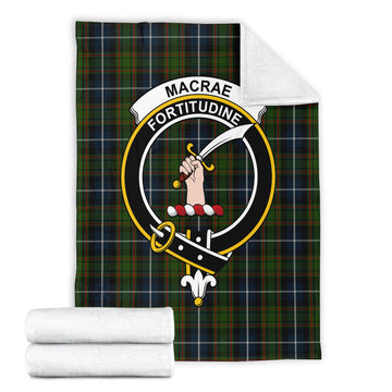 MacRae Hunting Tartan Blanket with Family Crest