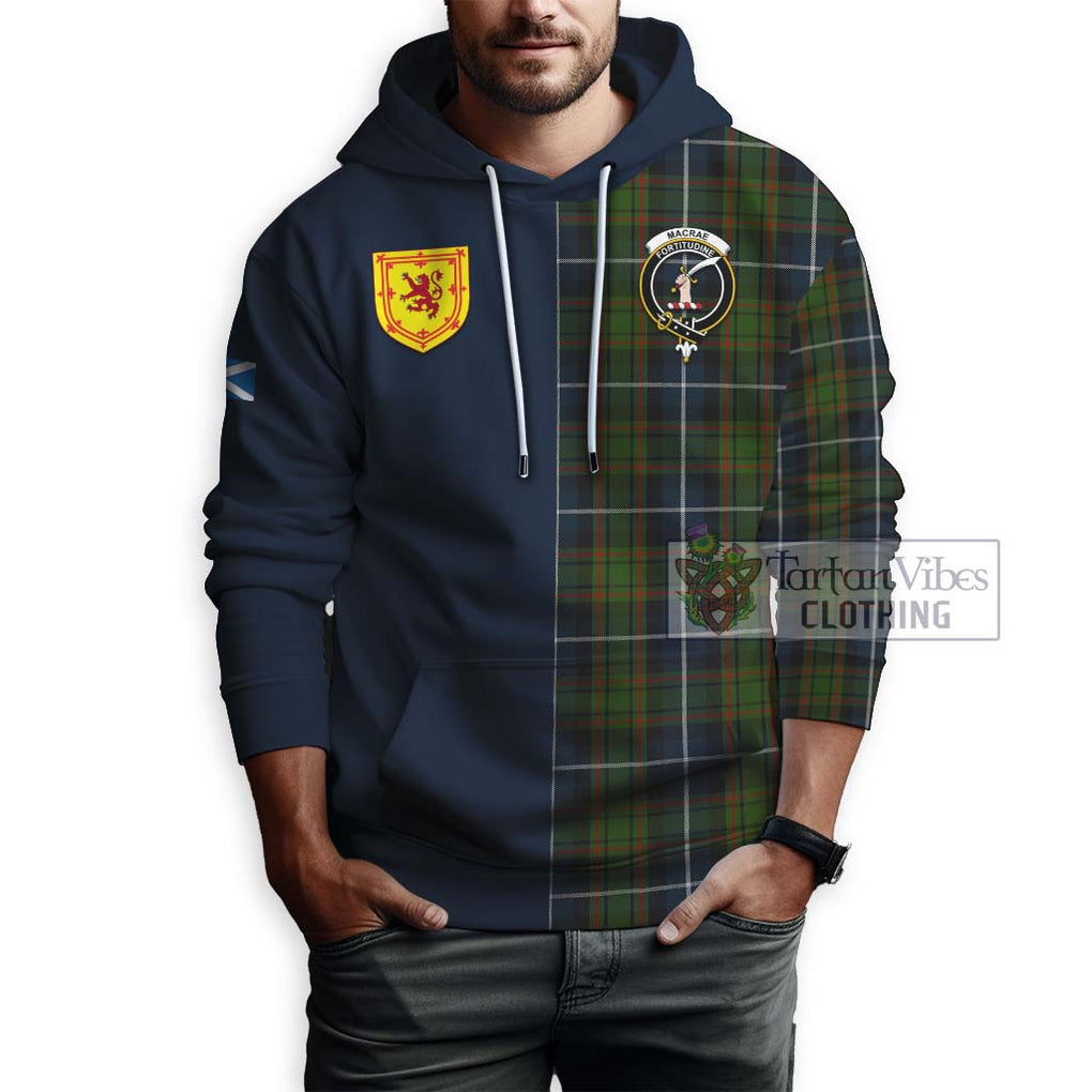 Tartan Vibes Clothing MacRae Hunting Tartan Hoodie with Scottish Lion Royal Arm Half Style