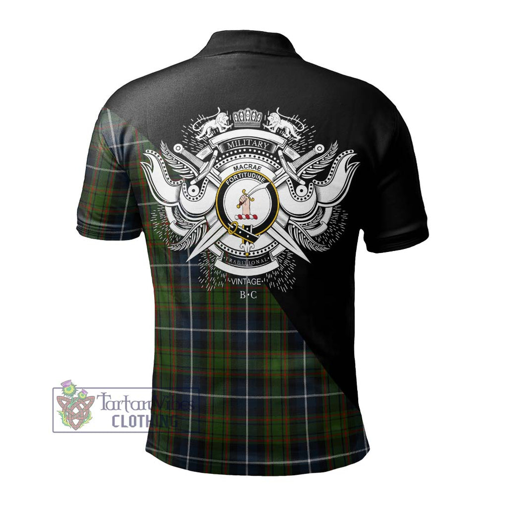 MacRae Hunting Tartan Polo Shirt with Family Crest and Military Logo Style - Tartanvibesclothing Shop