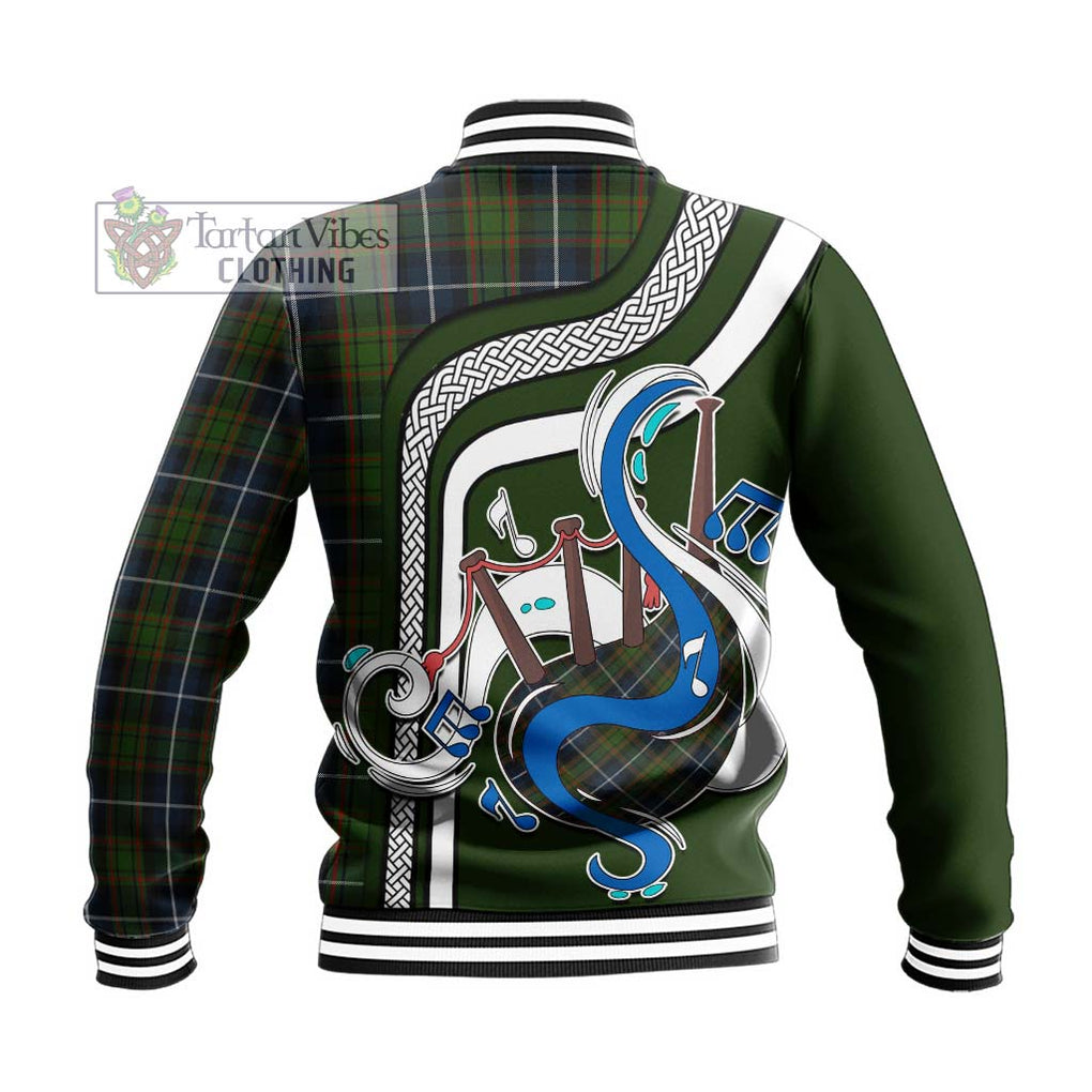 Tartan Vibes Clothing MacRae Hunting Tartan Baseball Jacket with Epic Bagpipe Style