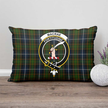 MacRae Hunting Tartan Pillow Cover with Family Crest
