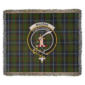 MacRae Hunting Tartan Woven Blanket with Family Crest