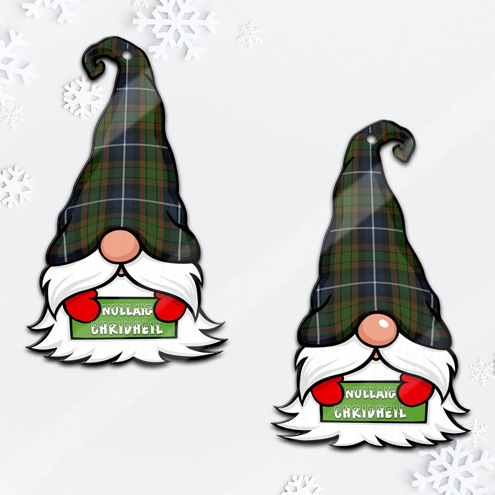 MacRae Hunting Gnome Christmas Ornament with His Tartan Christmas Hat Mica Ornament - Tartanvibesclothing