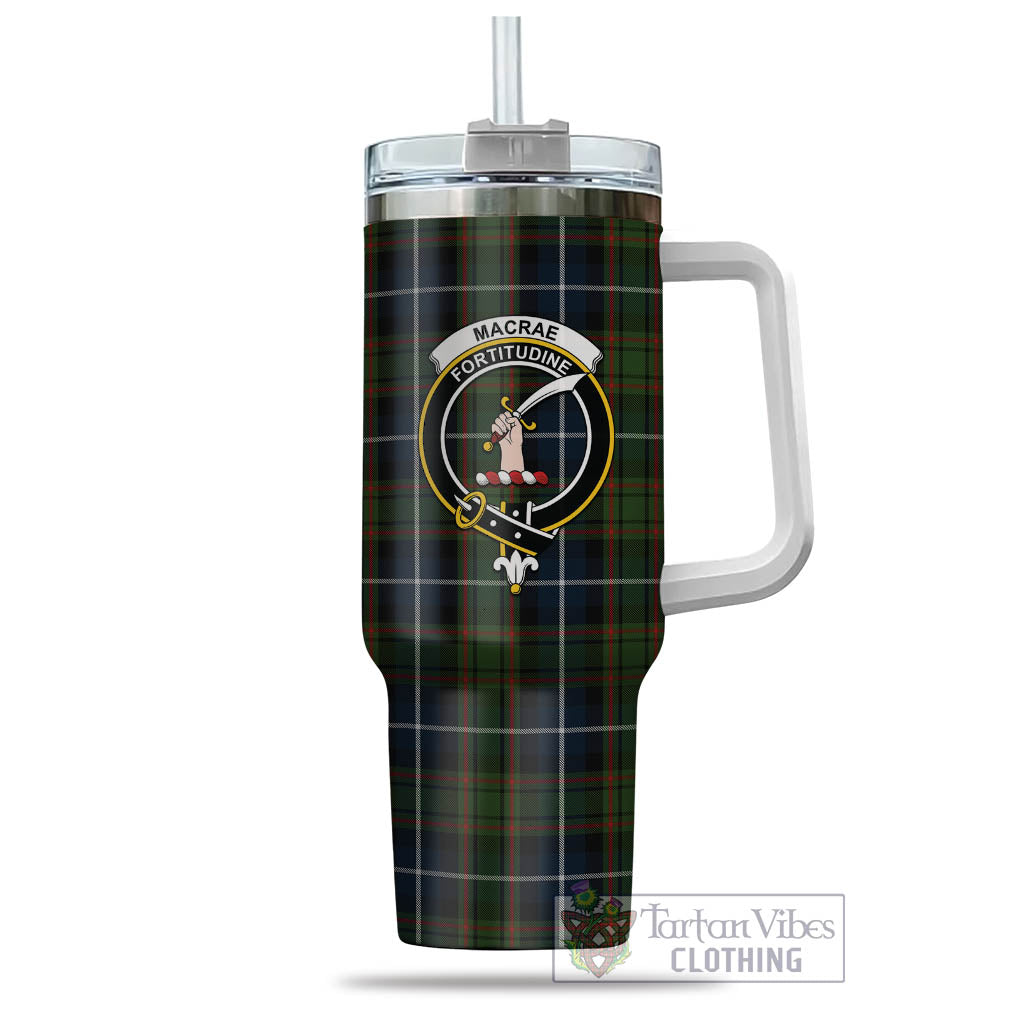 Tartan Vibes Clothing MacRae Hunting Tartan and Family Crest Tumbler with Handle