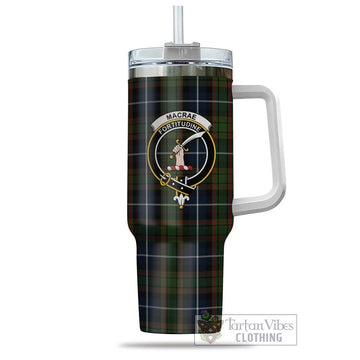 MacRae Hunting Tartan and Family Crest Tumbler with Handle