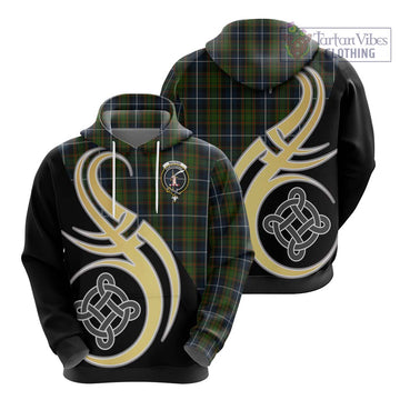 MacRae Hunting Tartan Hoodie with Family Crest and Celtic Symbol Style