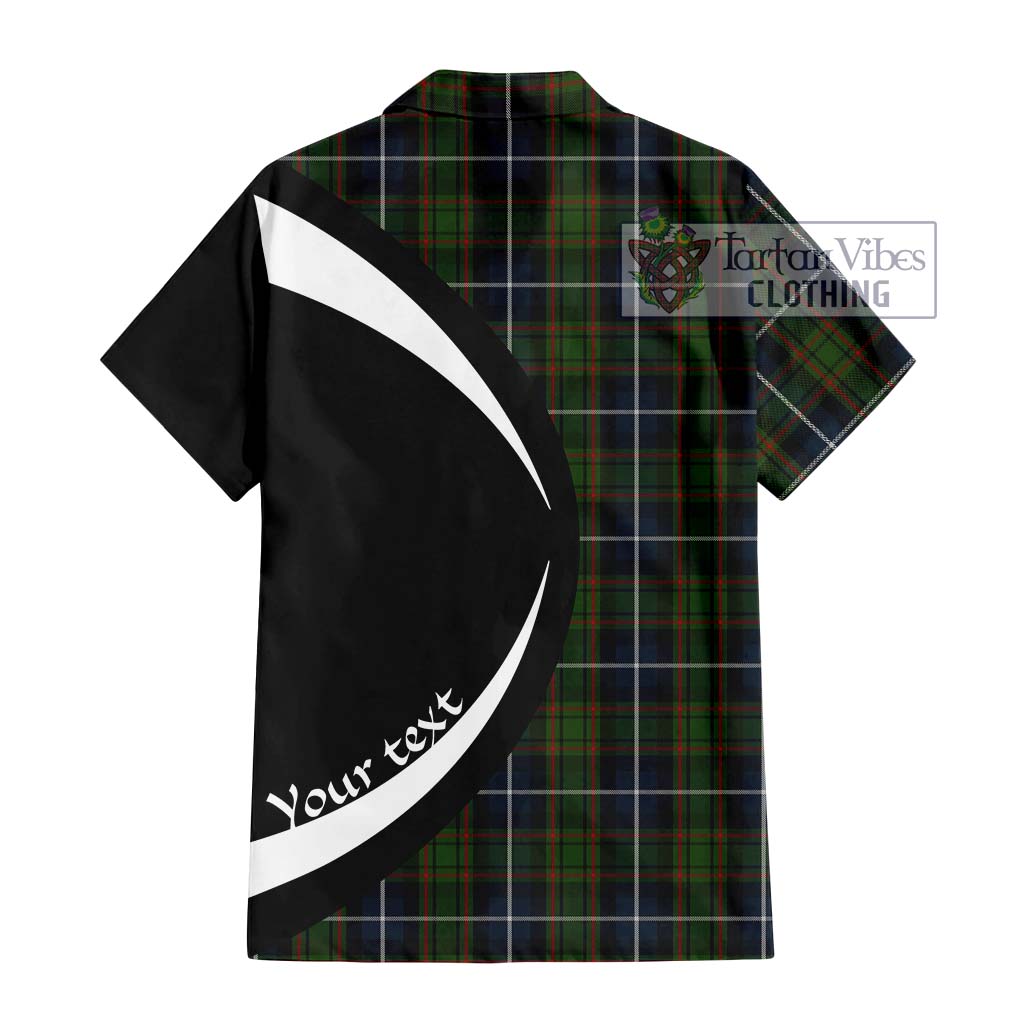 MacRae Hunting Tartan Short Sleeve Button Up with Family Crest Circle Style - Tartan Vibes Clothing