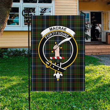 MacRae Hunting Tartan Flag with Family Crest