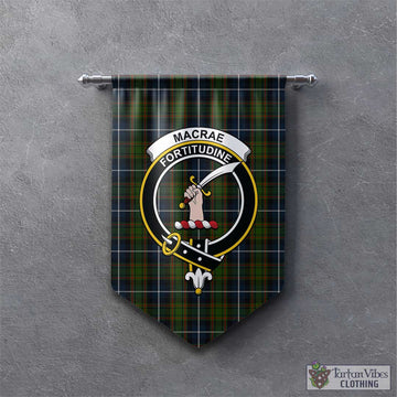 MacRae Hunting Tartan Gonfalon, Tartan Banner with Family Crest