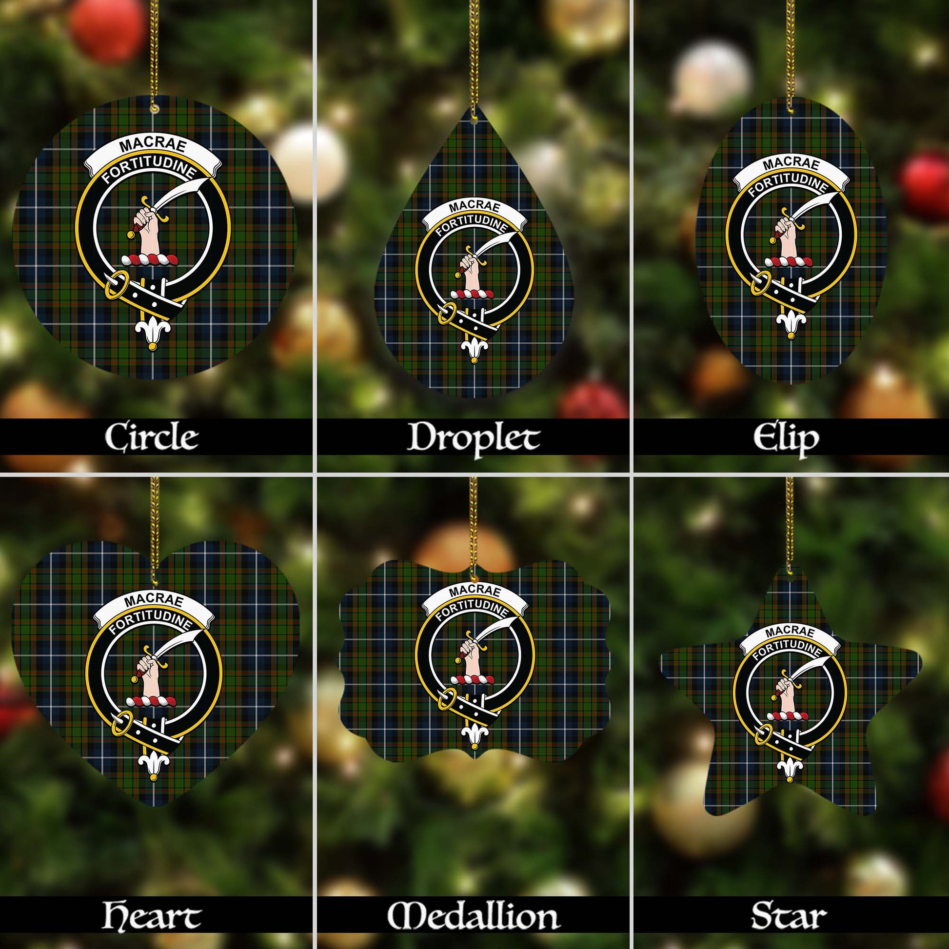 MacRae Hunting Tartan Christmas Ornaments with Family Crest - Tartanvibesclothing