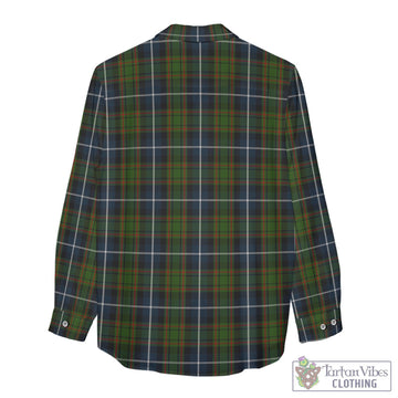 MacRae Hunting Tartan Womens Casual Shirt with Family Crest