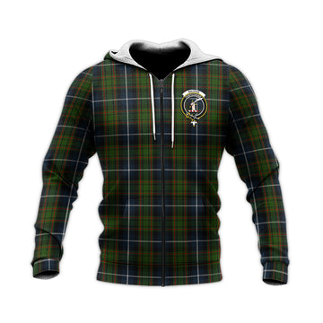 MacRae Hunting Tartan Knitted Hoodie with Family Crest