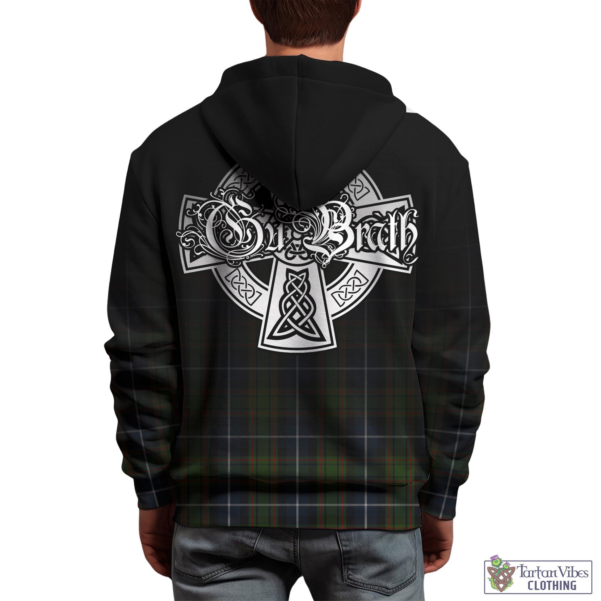 Tartan Vibes Clothing MacRae Hunting Tartan Hoodie Featuring Alba Gu Brath Family Crest Celtic Inspired